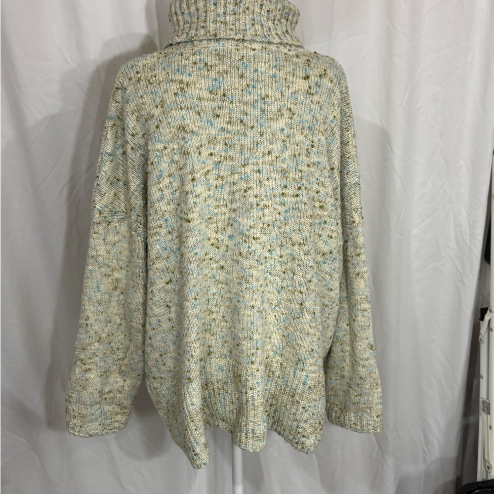 J. Jill Beige green and blue cowl neck sweater. Sz 2X. Runs small. Gently used.